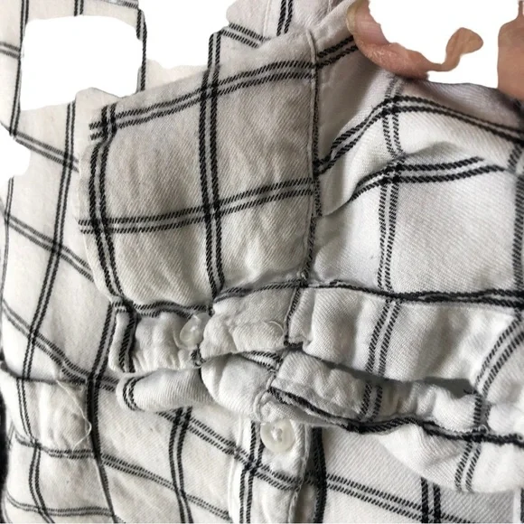 Lou and Grey for Loft Henley Style Blouse Women L Window Pane Plaid - Picture 3 of 9